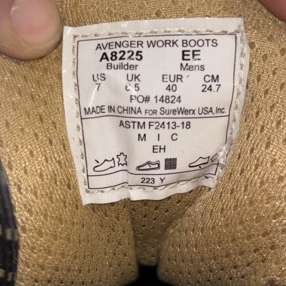 Men's 7 EE Avenger Brown Ankle Waterproof Work Boot Steel ToeA8225 Builder ST - Picture 11 of 12